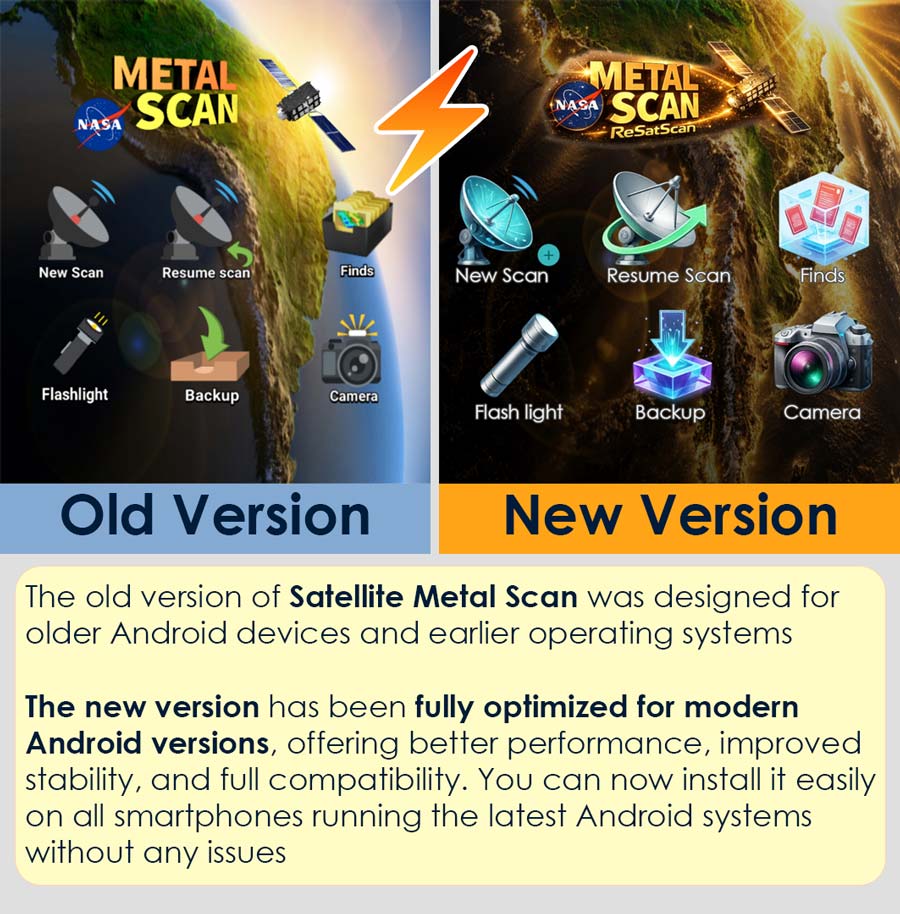 Comparison Between the Old and New Versions of Satellite Metal Scan