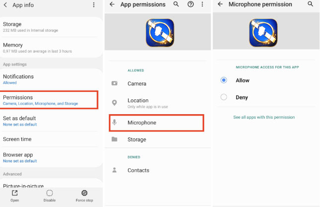 Satellite Metal Scan app permissions settings screen