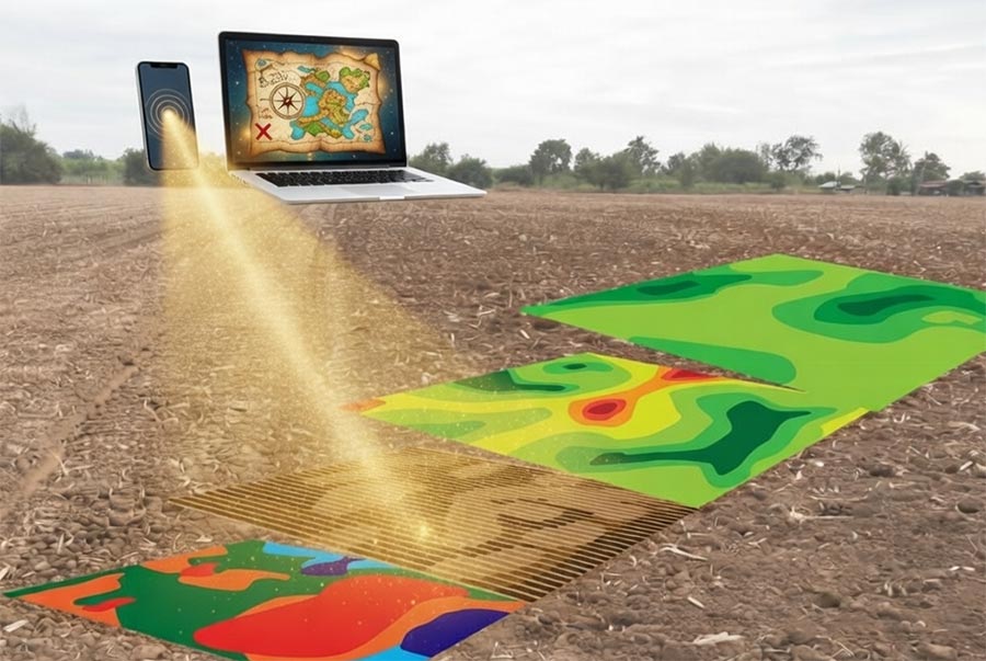 Satellite scanning of metals underground with mobile phone and computer